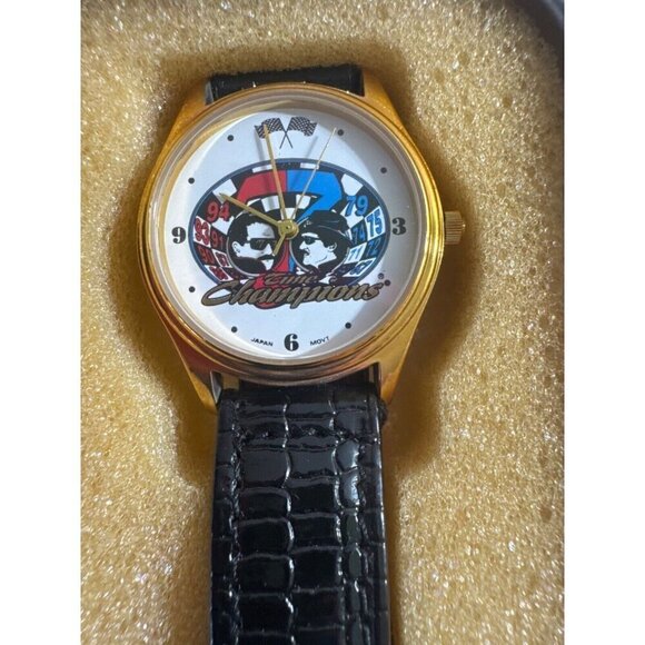Sun Time Winston Cup Driver Signature Series Watch Gold Case Black Strap NIB - Picture 2 of 5
